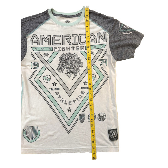 American Fighter Shirt Mens Medium White Raglan Athletic Y2K Streetwear Fader - Picture 6 of 9